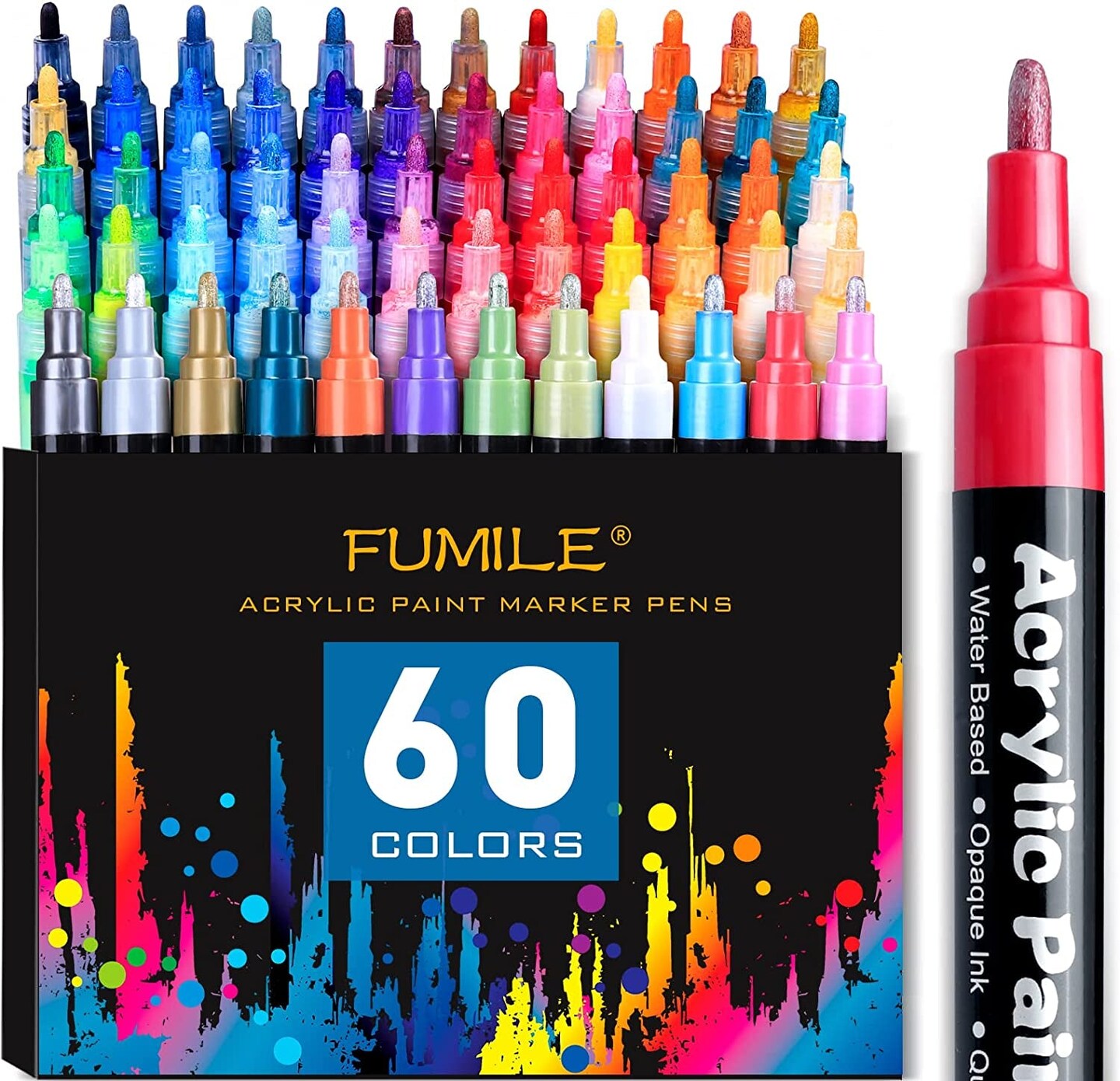 FUMILE 36 Colors Paint Pens Paint Markers, Acrylic Paint Pens for Wood,  Rock Painting, Glass, Ceramic, Canvas, Easter Egg and more Paintings,  acrylic paint set for Painting Supplies, Craft Supplies.