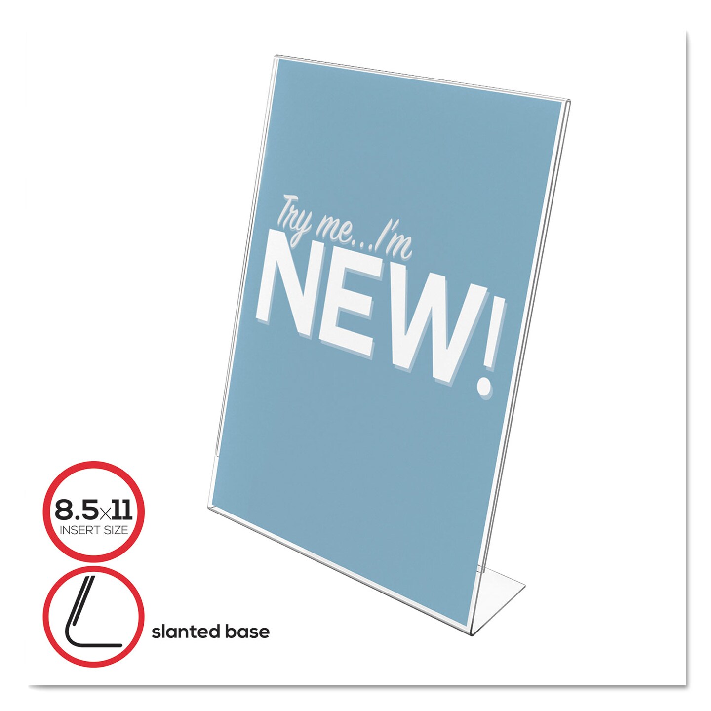 Deflecto Classic Image Slanted Sign Holder, Portrait, 8 1/2 x 11 Insert, Clear