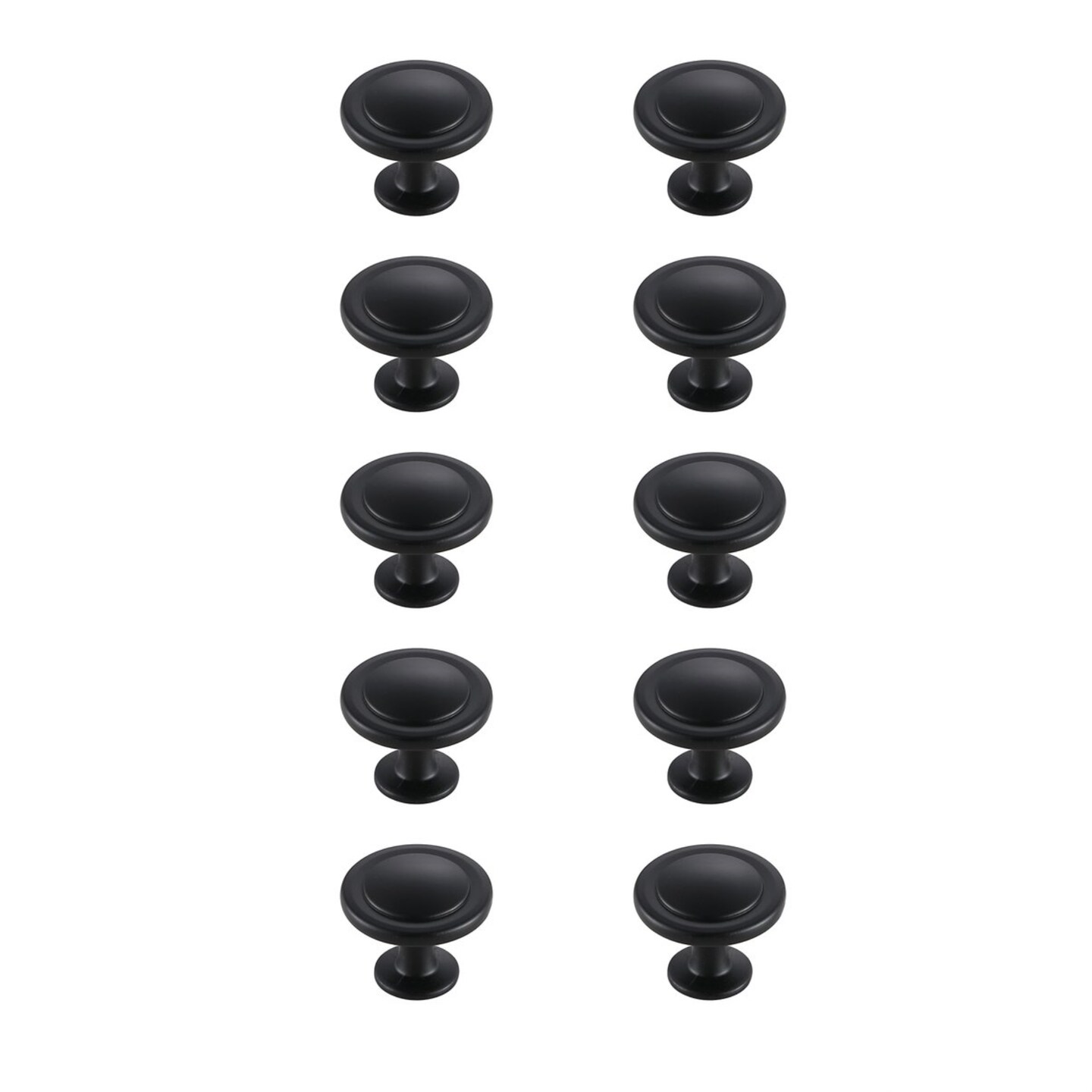 Logyn 1.3" Diameter Matte Black Mushroom Knob Multipack (Set of 10)