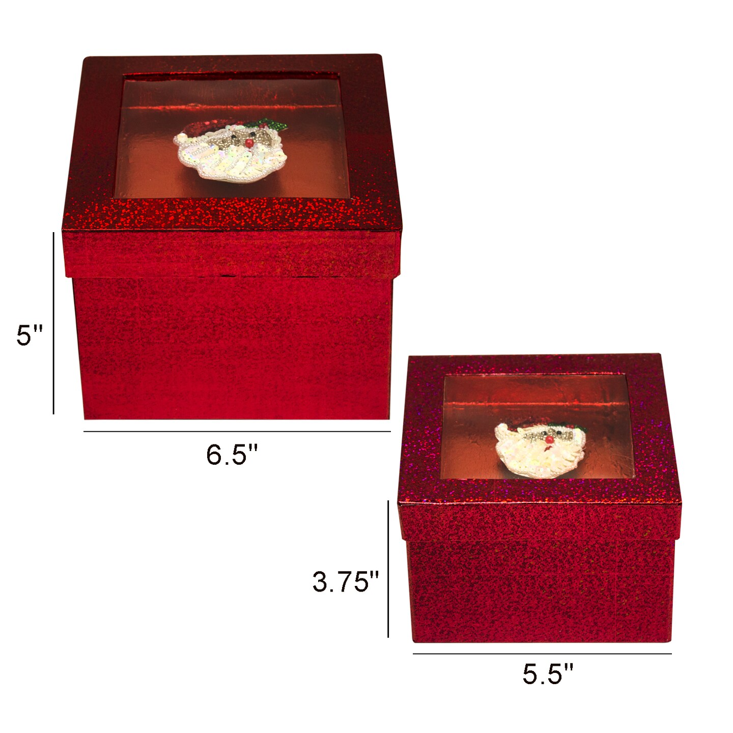Value Pack of 3 Hologram Gift Box Set with Decorative Santa Sequin Applique