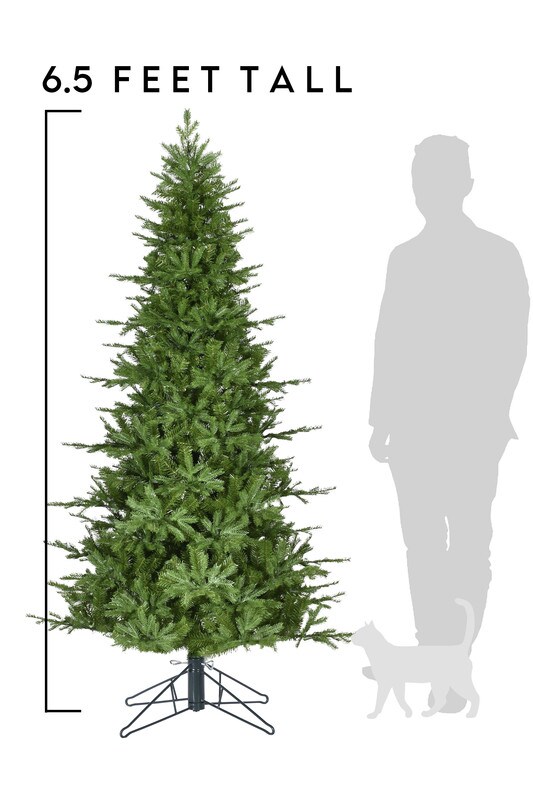 Unlit Natural Green Aspen Fir Christmas Tree - Sturdy Metal Stand, Realistic Pine Needles, Secure &#x26; Stable Holiday Decor