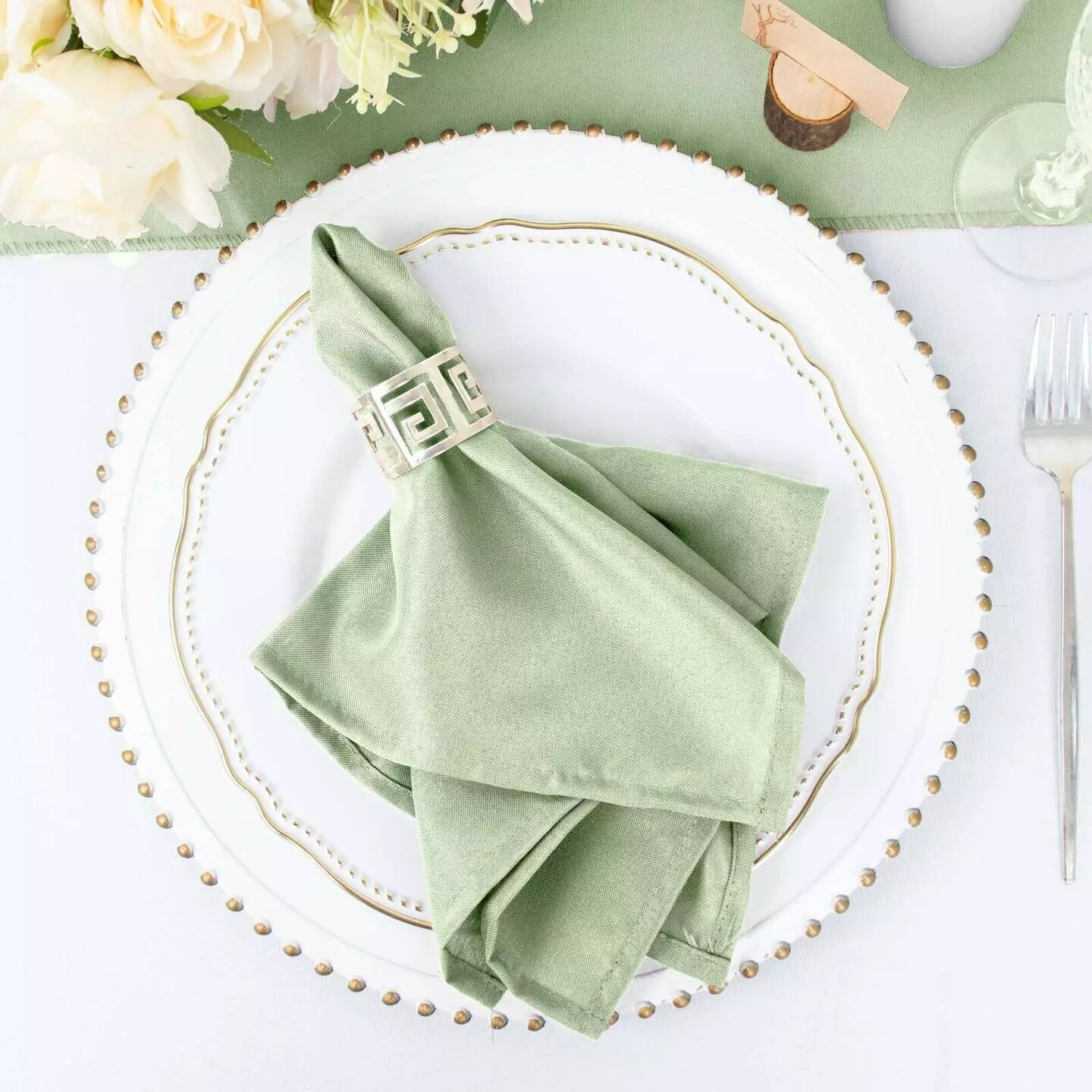25 pcs Sage Green Polyester 17x17&#x22; TABLE NAPKINS