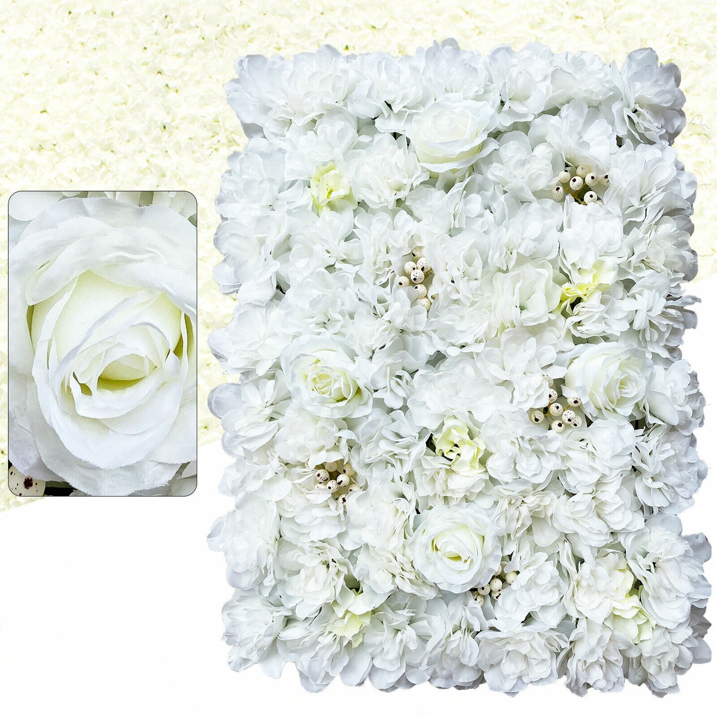 Kitcheniva 12 White Artificial Flower Wall Panel