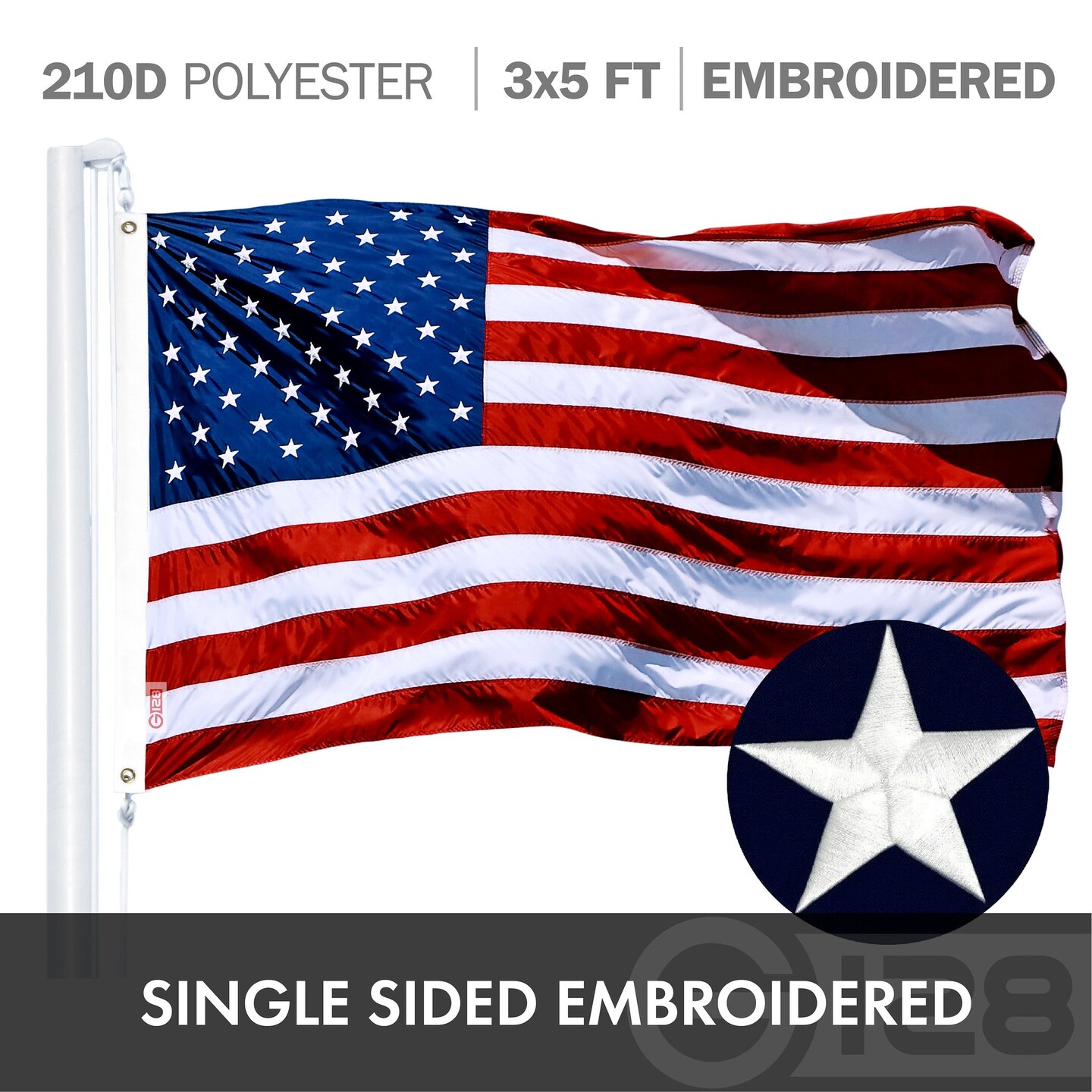 G128 Combo Pack: USA American Flag 3x5 Ft Embroidered Stars &#x26; Iowa State Flag 3x5 Ft Embroidered Double Sided 3ply