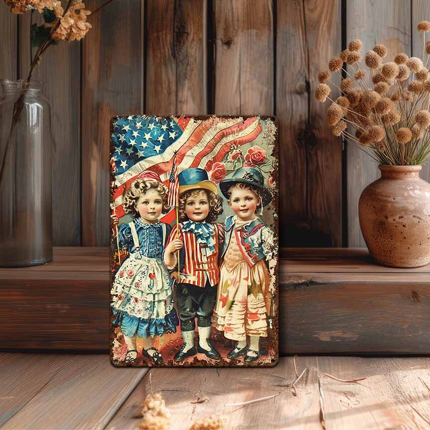 Primitive 4th Of July Decor - Vintage Victorian Art Sign