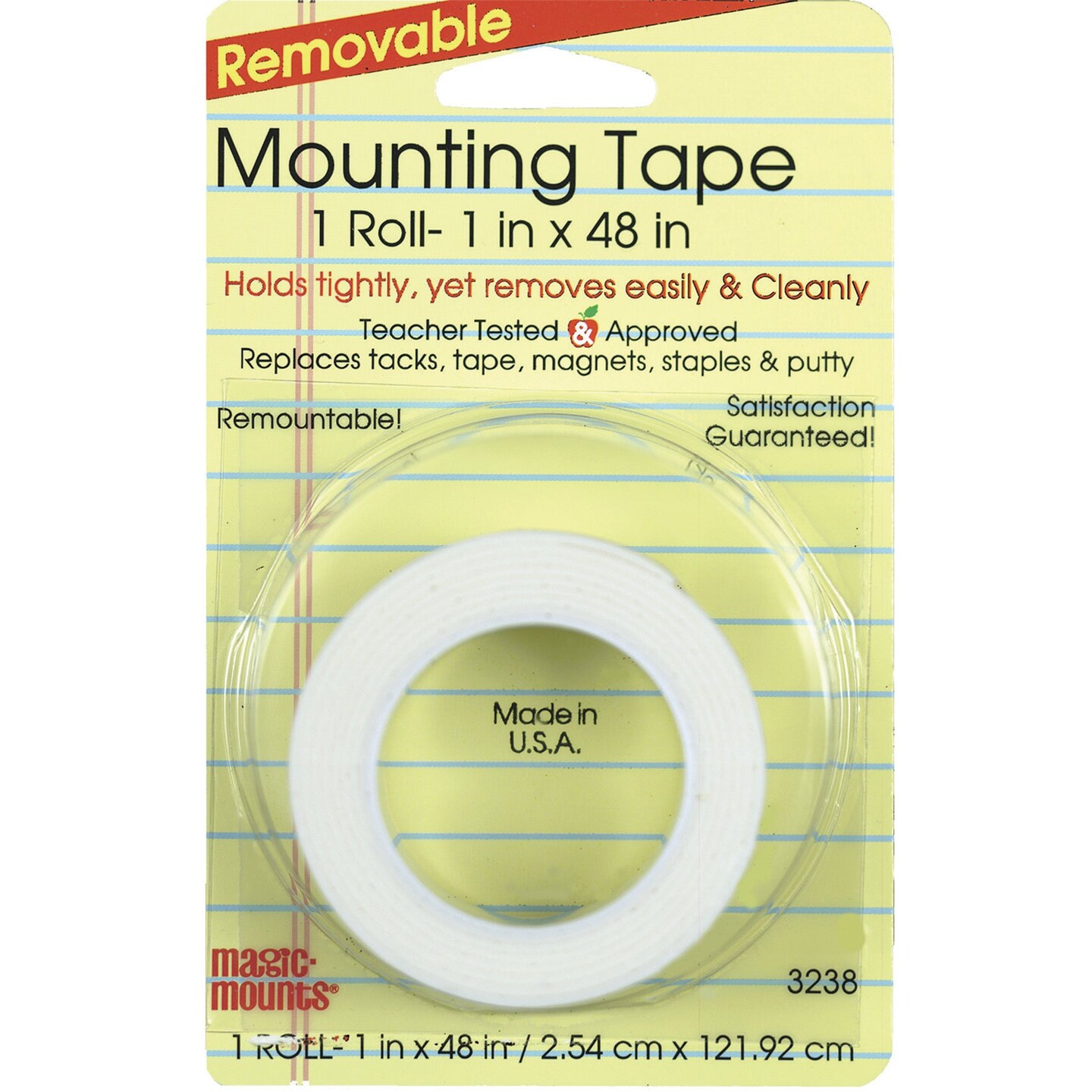 Removable Magic Mounting Tape, 1&#x22; x 48&#x22;, 6 Rolls