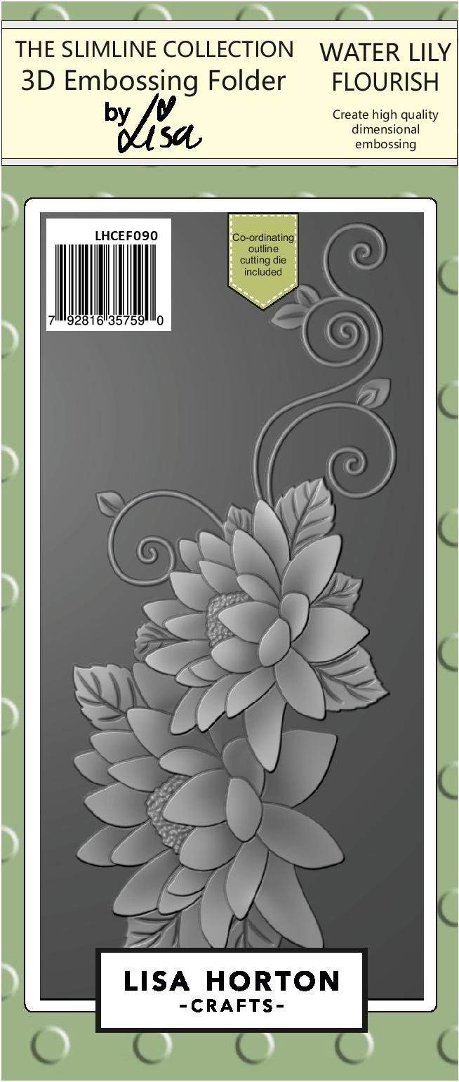 Lisa Horton --That Craft Place Lisa Horton Crafts Slimline 3D Embossing Folder With Die - Water Lily Flourish