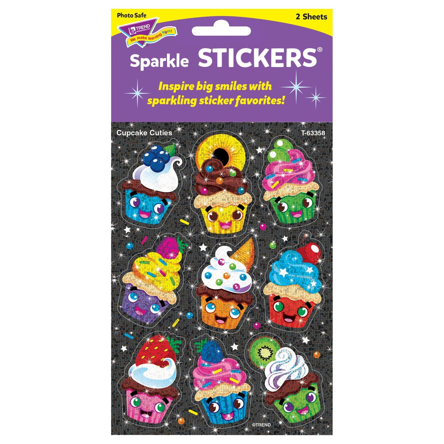 Cupcake Cuties Sparkle Stickers&#xAE;, 18 Per Pack, 6 Packs