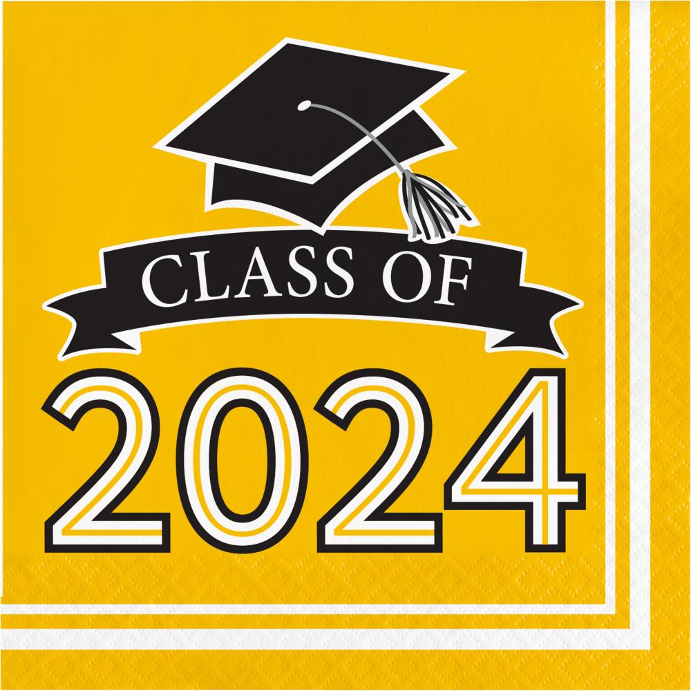 Yellow Graduation Class of 2024 2Ply Luncheon Napkin(36/Pkg)