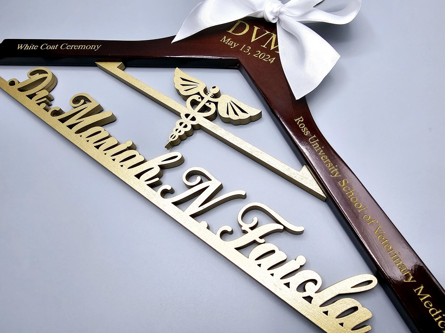 Laser Cut. 2 Line Medical School Graduation Gifts, First White Coat Hanger , Doctor Hanger, Personalized Doctor Hanger product 2