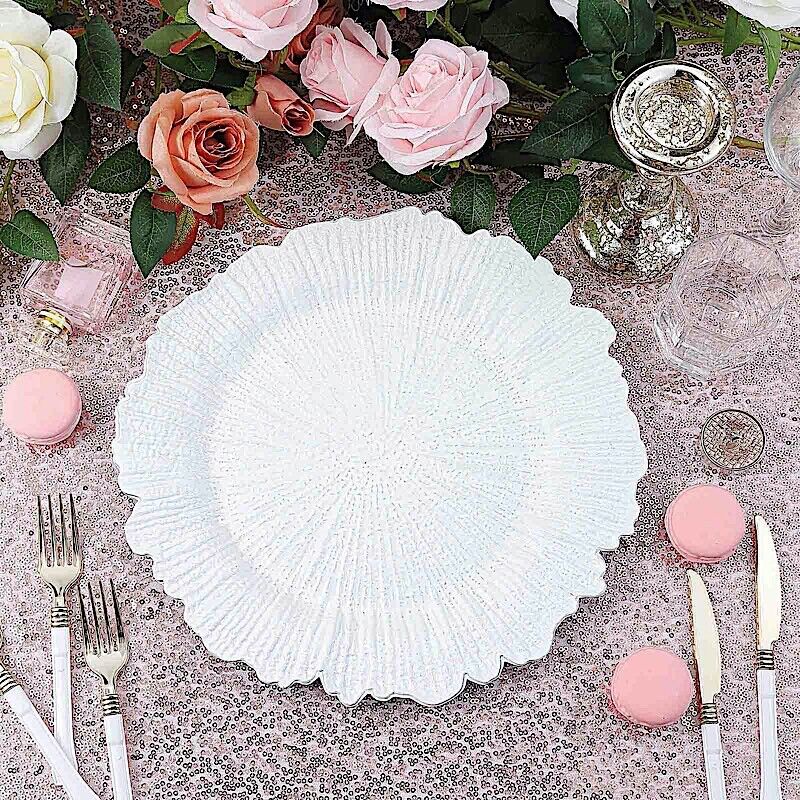 24 WHITE 13&#x22; Round Textured Charger Plates