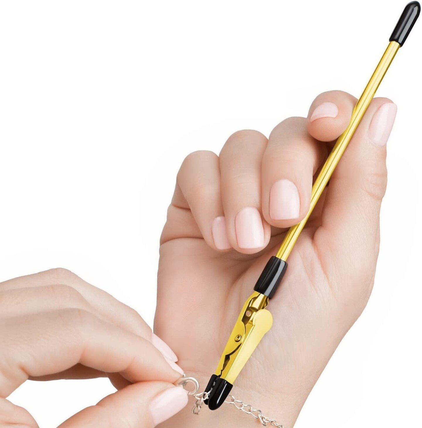 Bracelet Helper Tool Fastener Helper Tool for Bracelet Necklace Jewelry Watch Clasp Helper Portable Easy to Use Made of Metal Gold