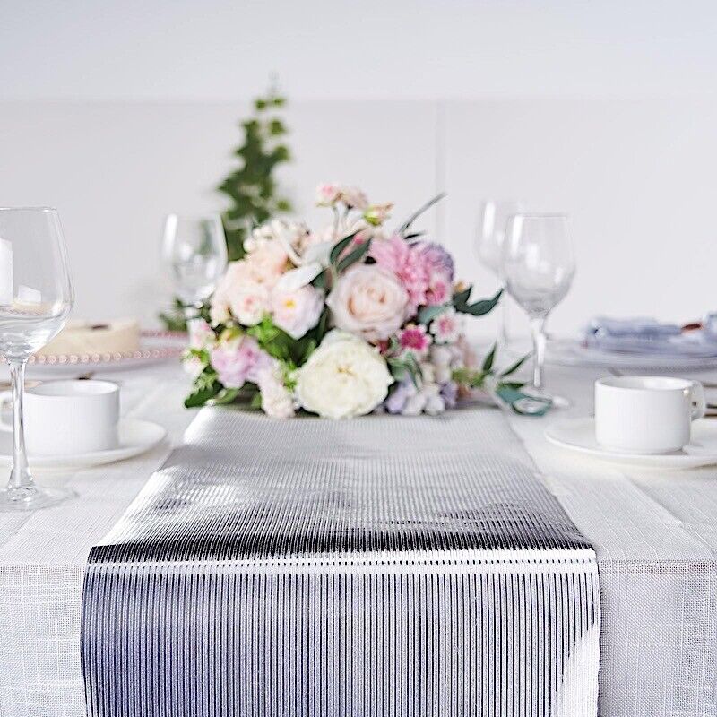 SILVER 12x108" Glitter Paper Disposable Table Runner RIDGE DESIGN