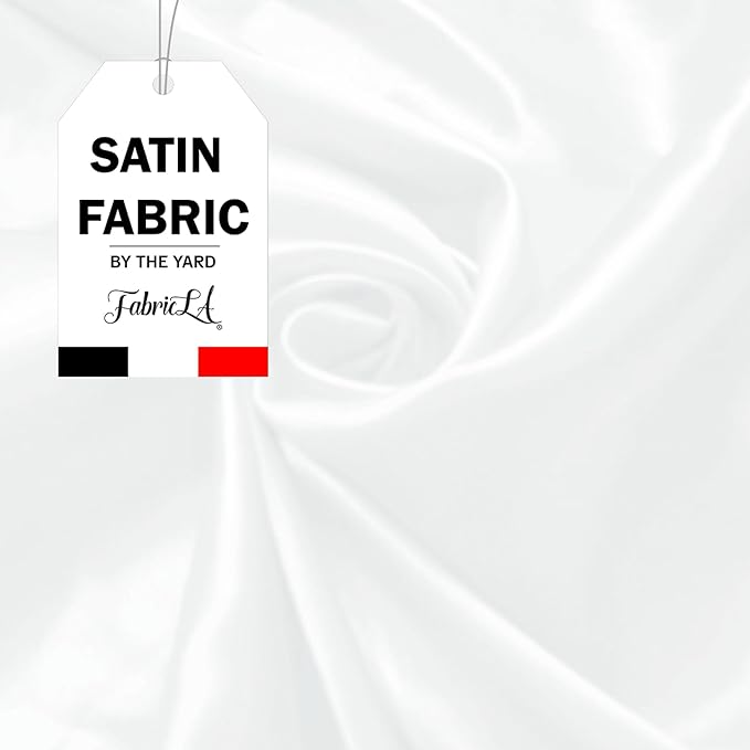 FabricLA Satin Fabric By the Yard | 60 Wide | Charmeuse Satin Silky Fabric by The Yard | Satin Fabric for Bridal Wedding Decoration, Fashion Craft