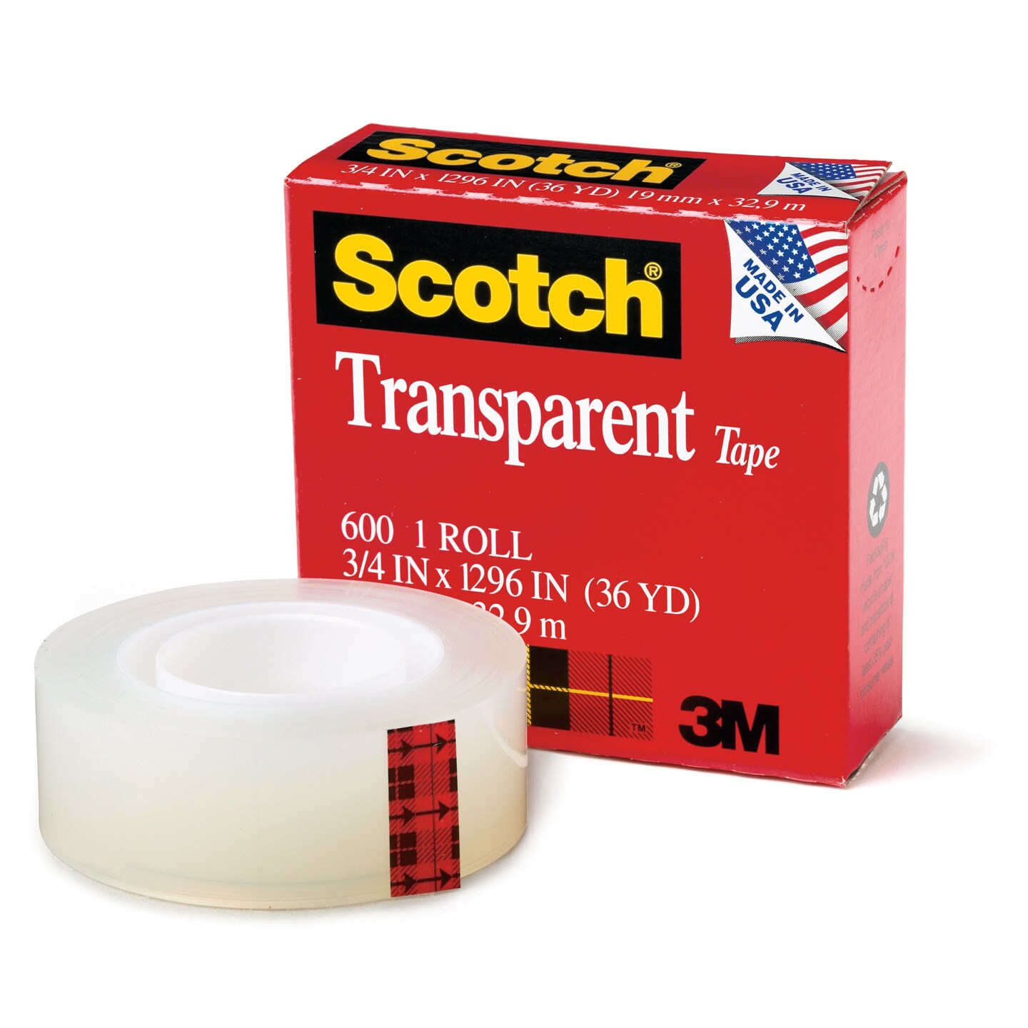 Transparent Tape Refill Roll, 3/4&#x22; x 1296&#x22;, Pack of 6