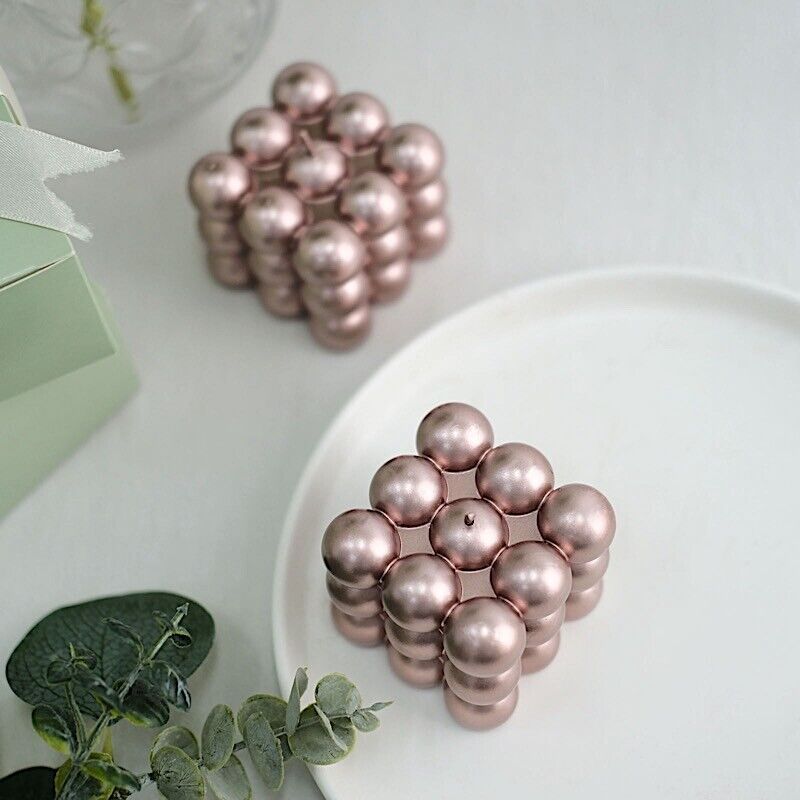 2 ROSE GOLD Bubble Cube Unscented Paraffin Wax CANDLES