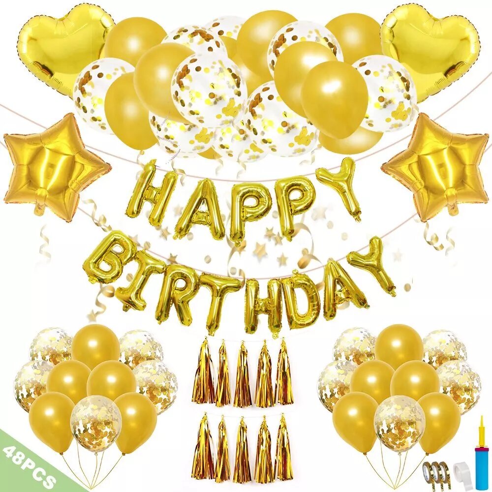 Kitcheniva 48 Pcs Yellow Foil Balloons Birthday Party Decorations Set