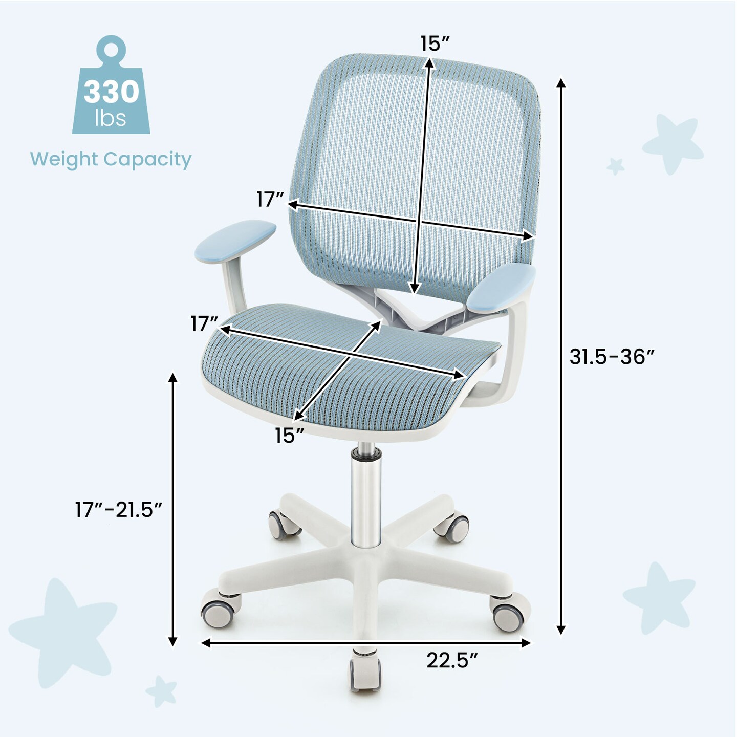 Swivel Mesh Children Computer Chair With Adjustable Height