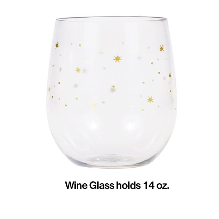 Stars Plastic Stemless Wine Glass By Elise