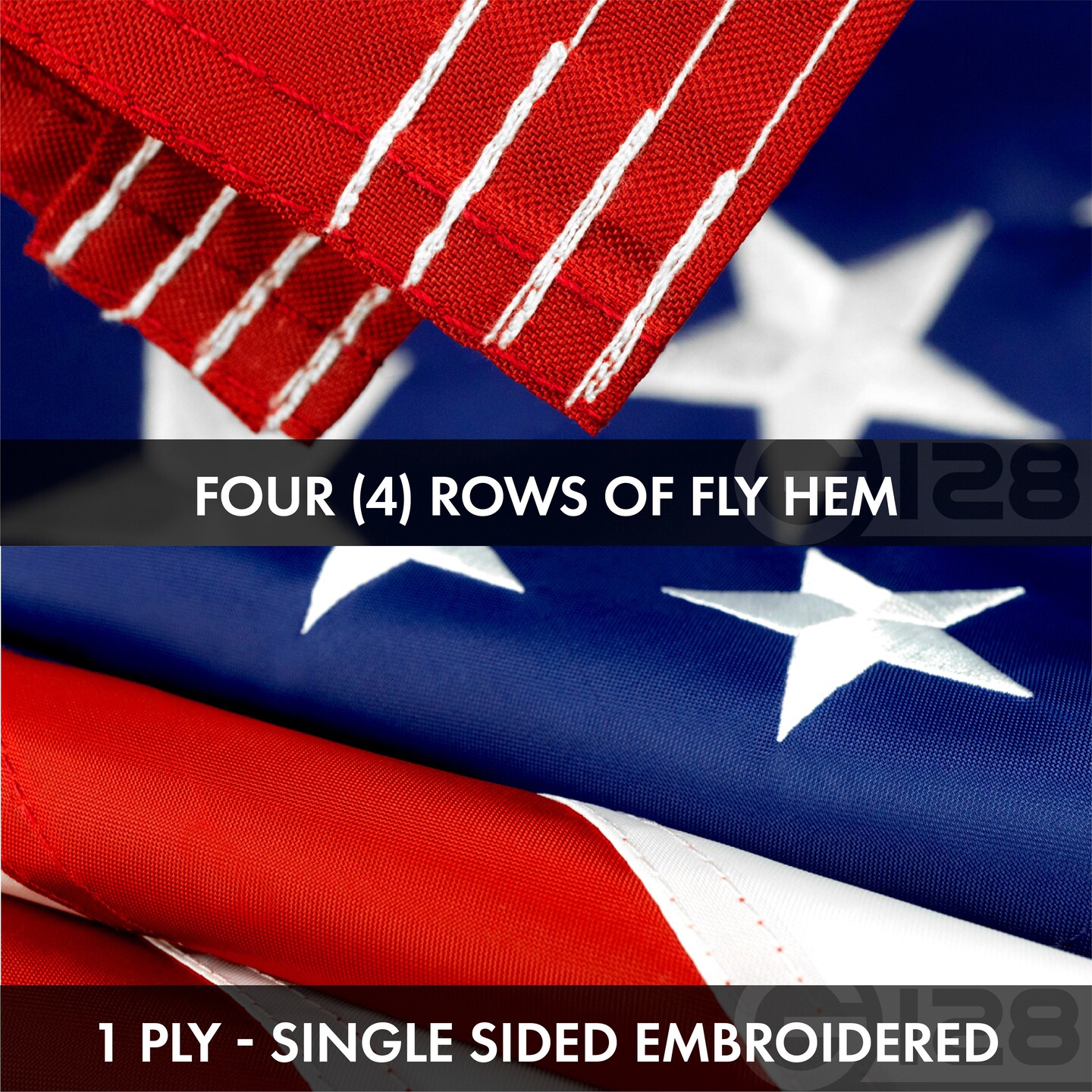 G128 Combo Pack: USA American Flag 3x5 Ft Embroidered Stars &#x26; Iowa State Flag 3x5 Ft Embroidered Double Sided 3ply