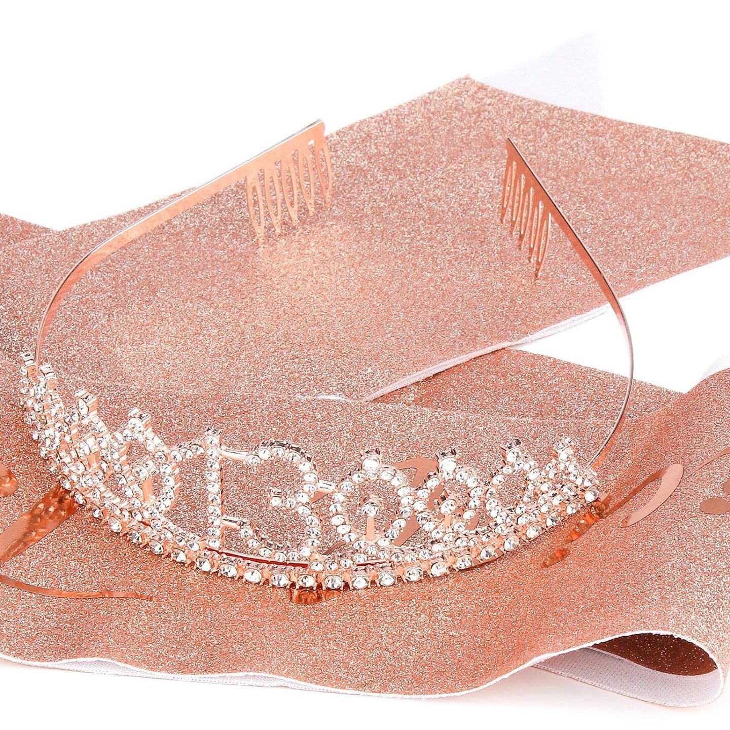 13th Birthday Crown for Girls &#x26; Official Teenager Birthday Sash &#x26; Pearl Pin Set, 13 Birthday Tiara, Birthday Gifts for Teen Girls, 13th Birthday Decorations for Girls, Teen Girl Gifts Rose Gold