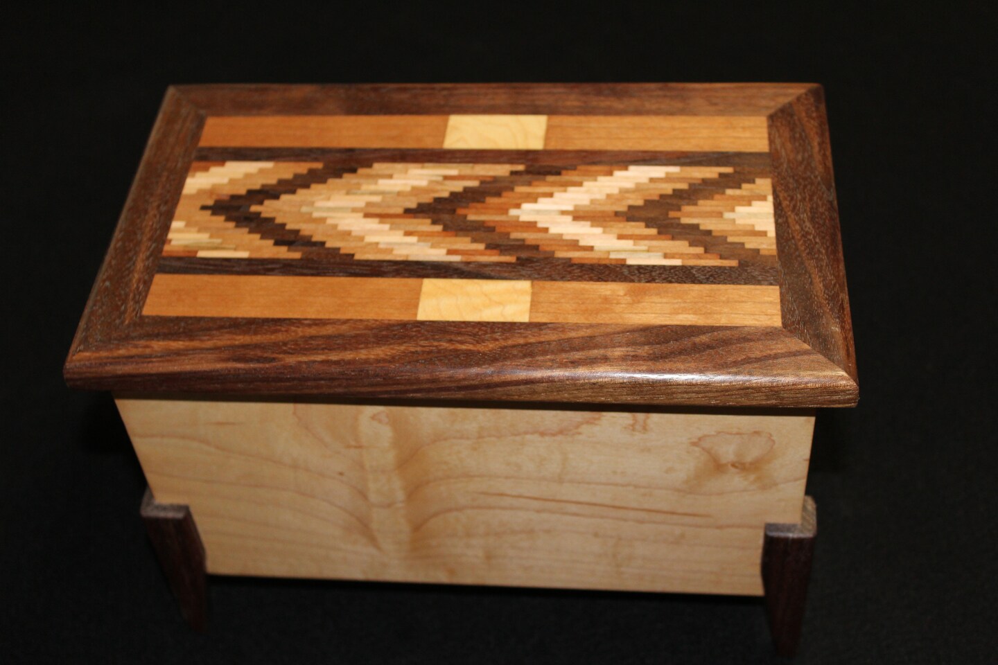 Maple Jewelry Box With handmade inlay and walnut lid | MakerPlace