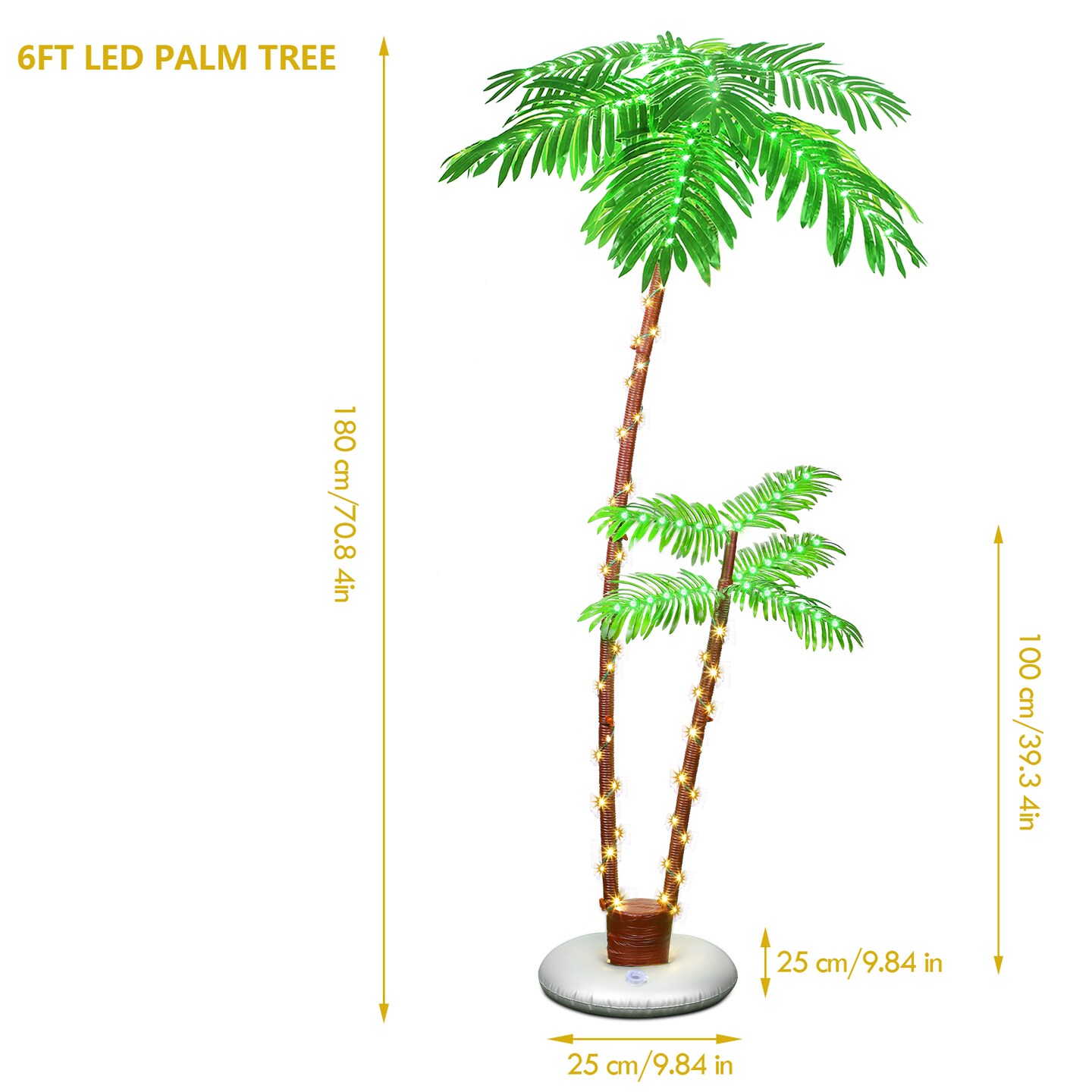 6FT Artificial Fake Lighted Palm Tree