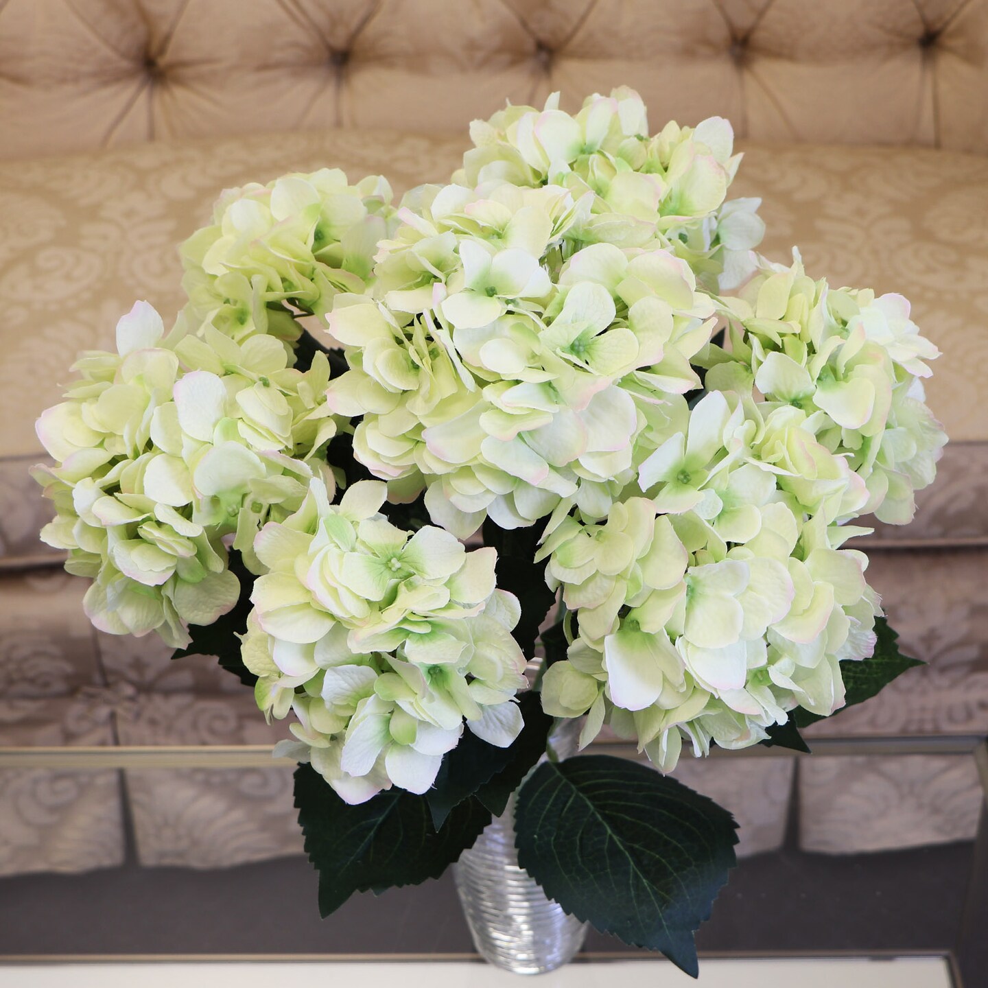20&#x22; Hydrangea Bush - 7 Silk Flowers with Lifelike Leaves, Artificial Greenery, Perfect for Home, Office &#x26; Wedding D&#xE9;cor - Spring &#x26; Year-Round Accent, Floral Home by Artificial Flowers