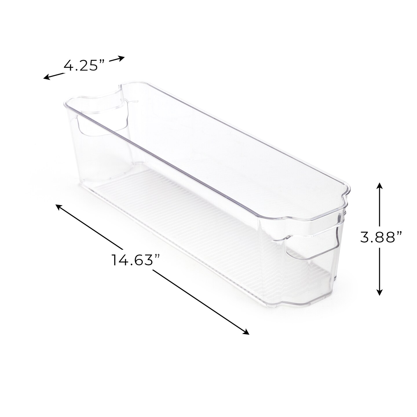 Smart Design Stackable Set of 4 Refrigerator Bins with Handle - 4 x 15 Inch - Clear