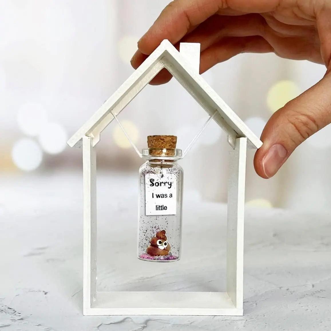 I&#x27;m Sorry Gifts for Her and Him   Personalised Apology Gift   Cute Poop in a Jar and Sorry Card   Forgive Me Present Idea (in White Wood Frame Sorry I was a little   Brown Poop)