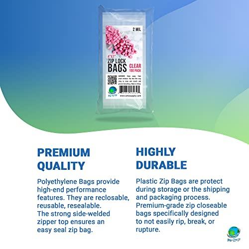 Zip Bags 4 x 7 Pack of 100 Clear Plastic Jewelry Bags with Zipper 2 Mil Thick Polyethylene Sealable Bags Self Lock Plastic Baggies Heavy Duty Resealable Plastic Bags Small Pill Bag