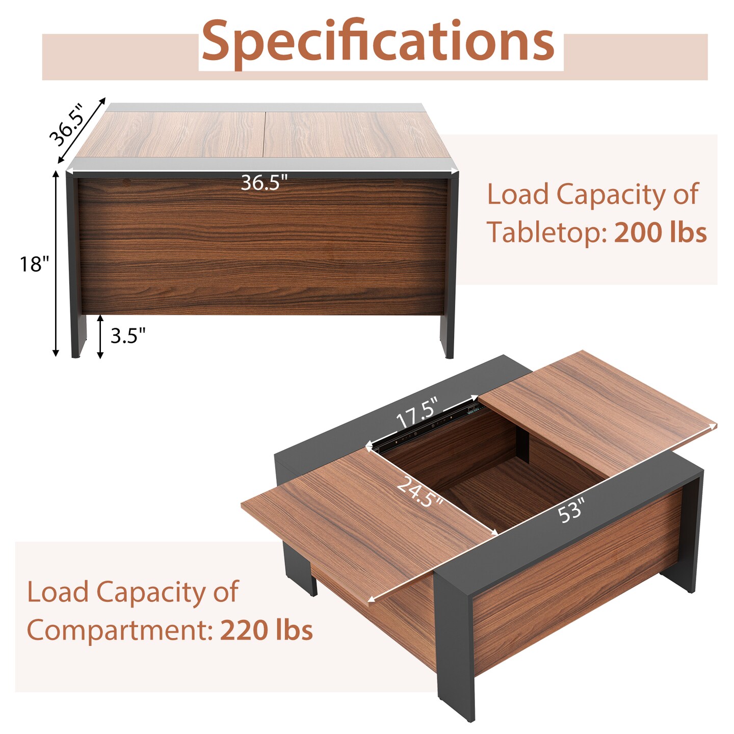 Coffee Table With Sliding Top And Hidden Compartment