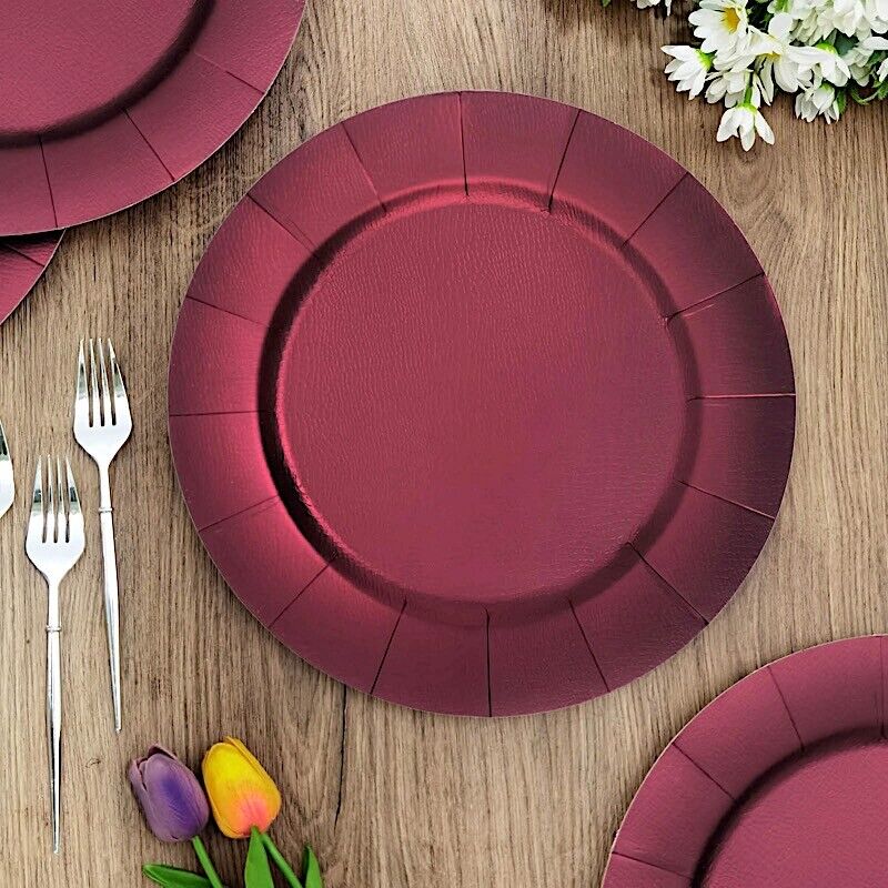 BURGUNDY 10 Round 13&#x22; Disposable Paper CHARGER PLATES