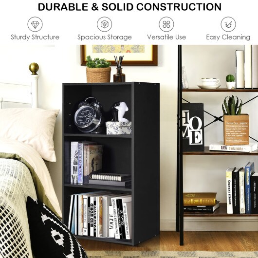 3-Tier Open Cube Bookshelf with Customizable Shelves Living Room Storage