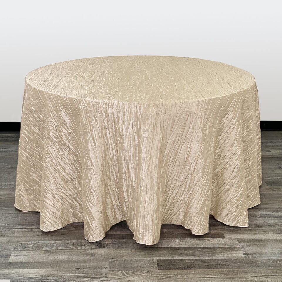 120 Inch Crinkle Taffeta Tablecloth for Round Tables