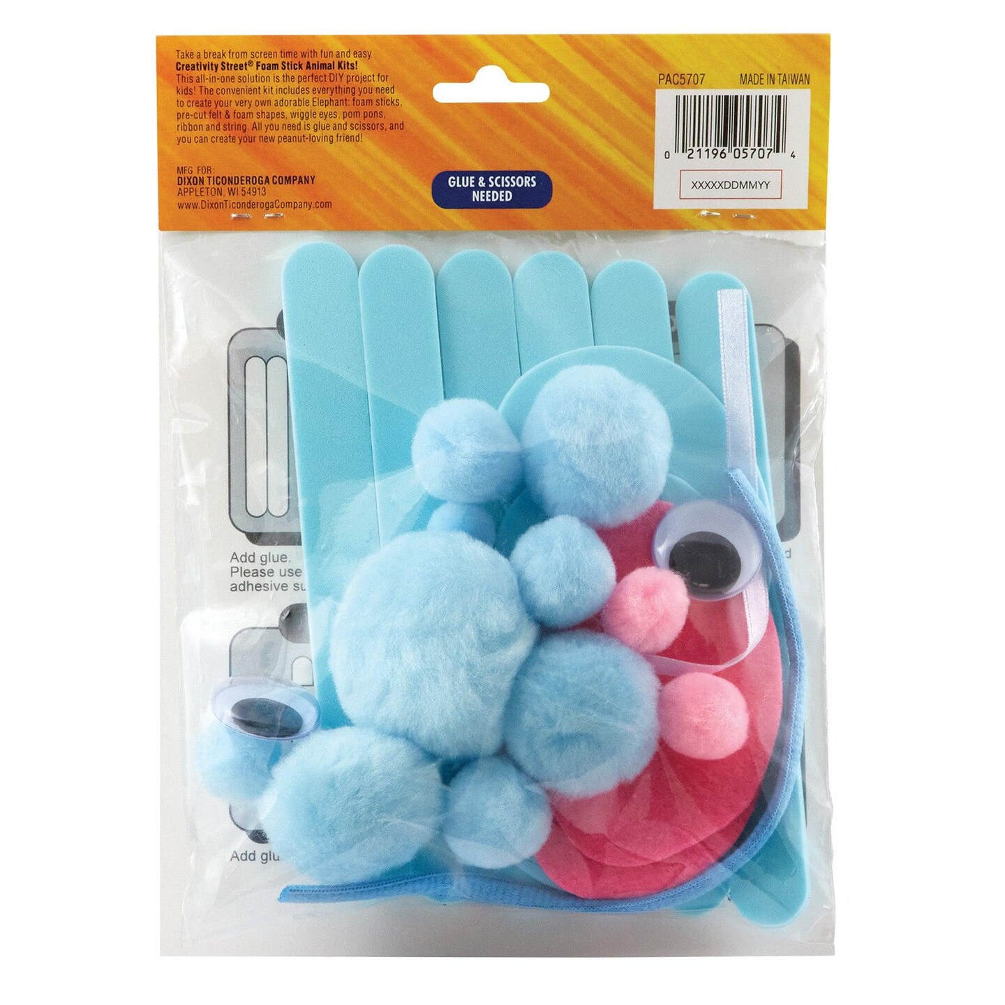 Foam Stick Animal Kit, Elephant, 7.75&#x22; x 11&#x22; x 1.25&#x22;, 6 Kits