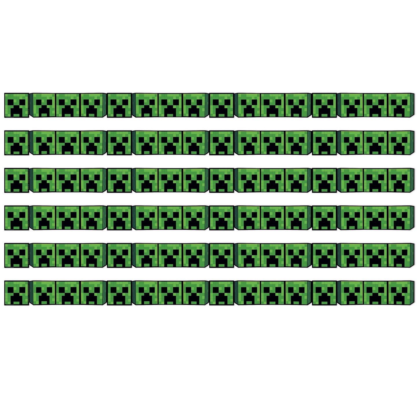 Minecraft Creeper Lineup Wide Trim, 37 Feet Per Pack, 6 Packs