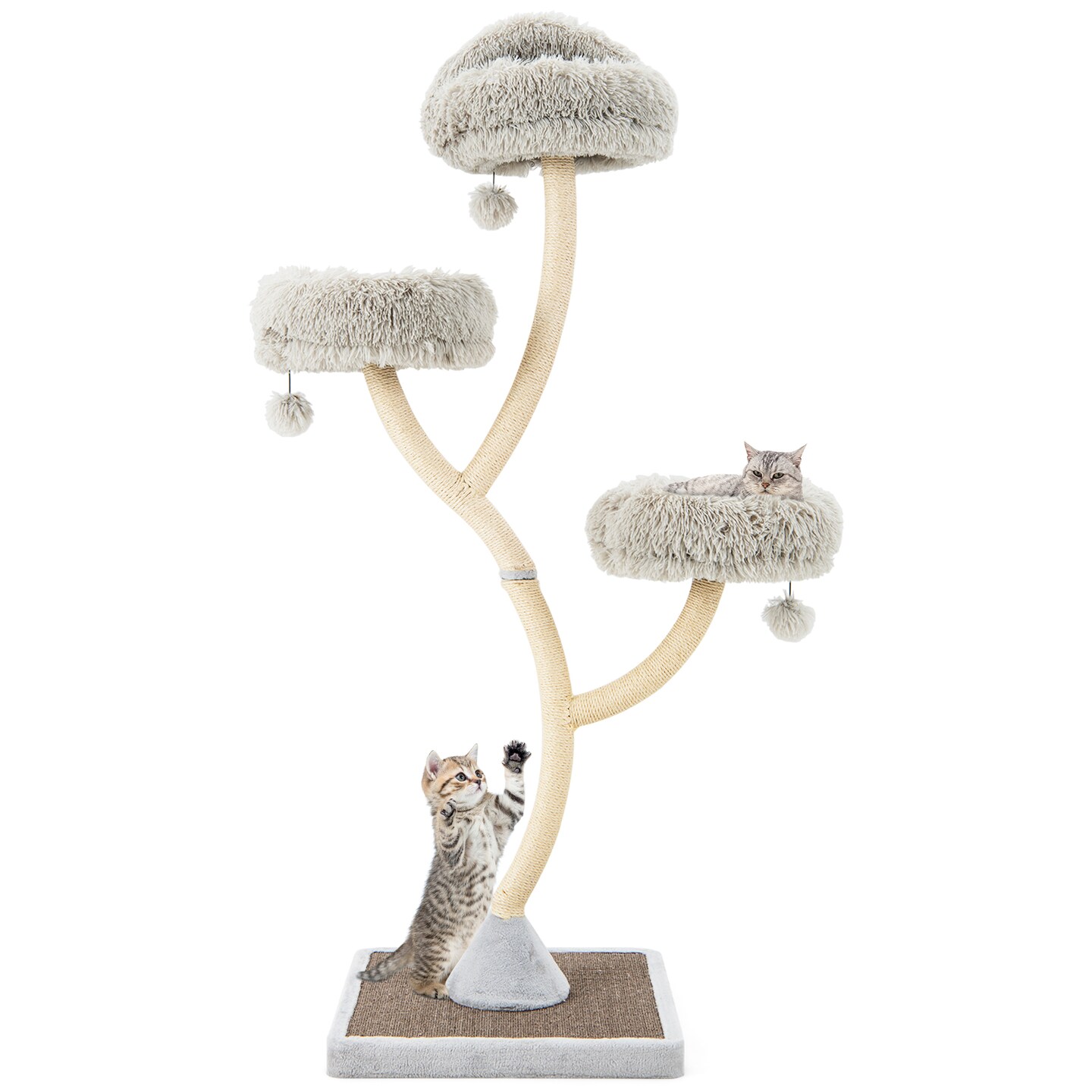 70&#x22; Tall Cat Tree 4-Layer Cat Tower with 3 Perches and Dangling Balls - 23.5&#x22; x 23.5&#x22; x 70&#x22;