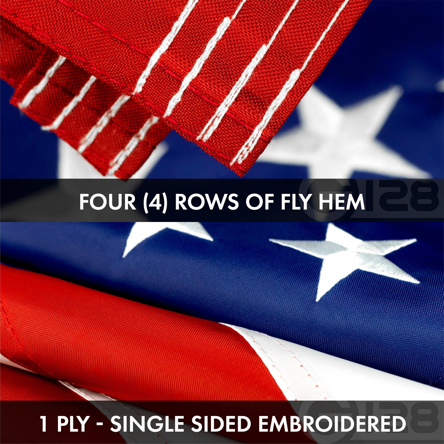 G128 Combo Pack: USA American Flag 3x5 Ft Embroidered Stars &#x26; Uruguay (Uruguayan) Flag 3x5 Ft Double-sided Embroidered 210D