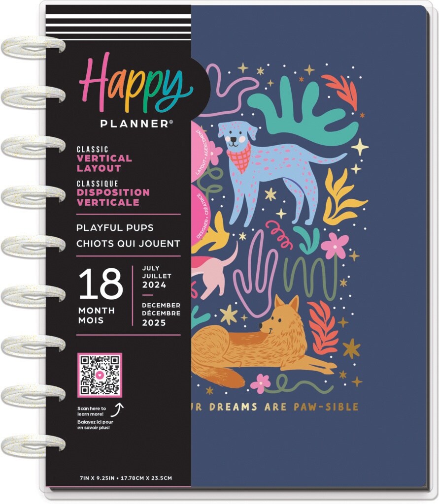 Happy Planner Classic 18-Month Planner-Playful Pups; July '24 - Dec '25