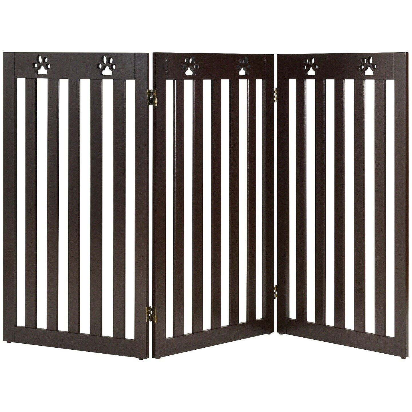 36 Inch Folding Wooden Pet Gate Freestanding Dog Gate with 360&#xB0; Flexible Hinge