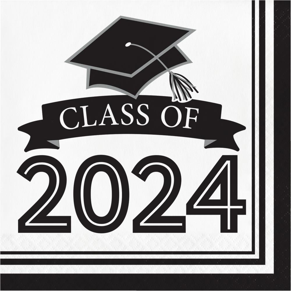 White Graduation Class of 2024 2Ply Luncheon Napkin (36/Pkg)