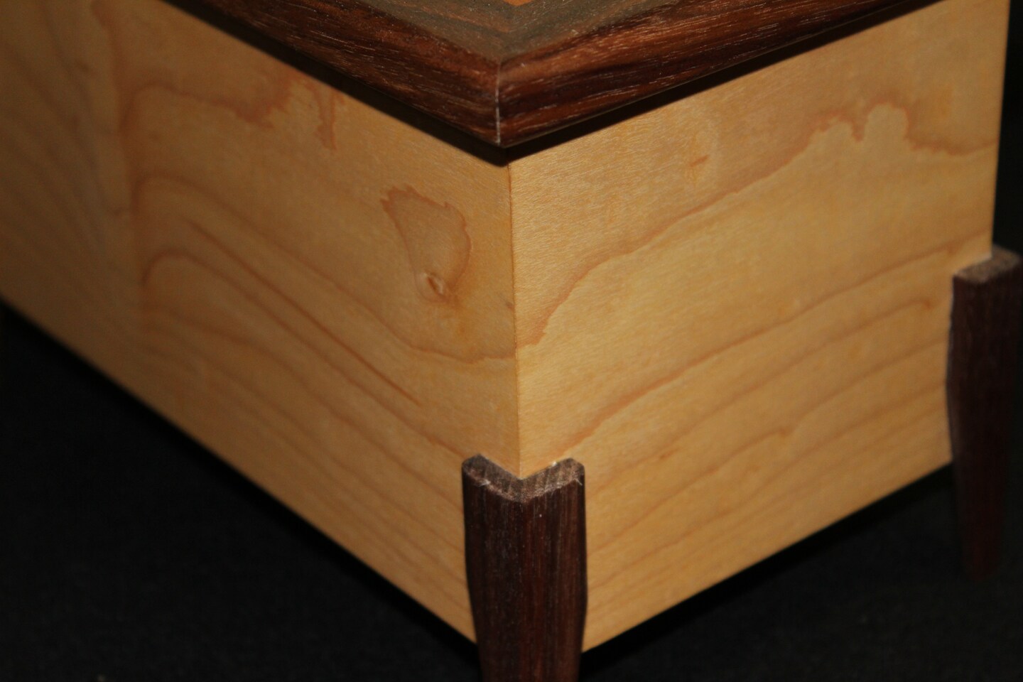 Maple Jewelry Box With handmade inlay and walnut lid | MakerPlace