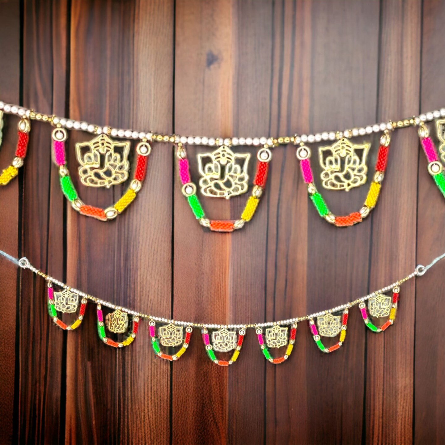 42 Inches Ganesha Indian Door Toran Multicolor Moti Ethnic Hanging Valance for Window Indoor Outdoor Decor Bhandarwal Pooja Decor Wedding Favor Diwali Decoration