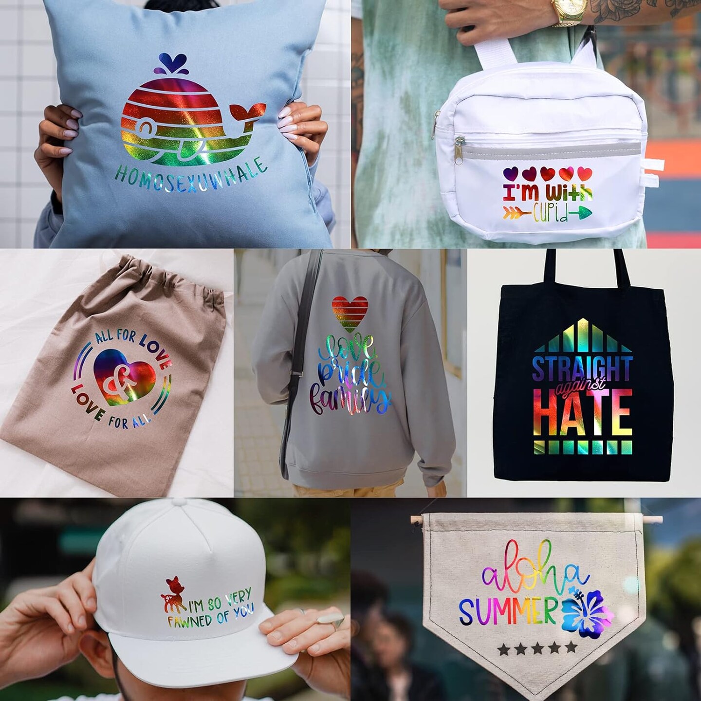 PrintFOIL Metallic Foil Heat Transfer Rainbow Iron On 12" X 25ft for HTV Vinyl for DIY Tshirt,Bags,Garments