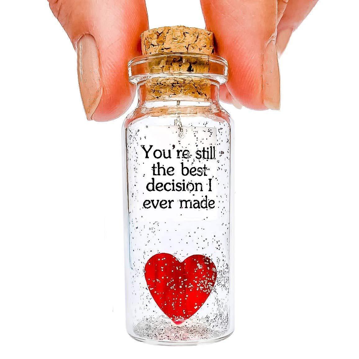 for Her &#x26; Him Romantic Present for Boyfriend Girlfriend Custom Message I Love You Gifts to Wife Husband (Heart   You&#x27;re Still The Best Decision I Ever Made in a Bottle)