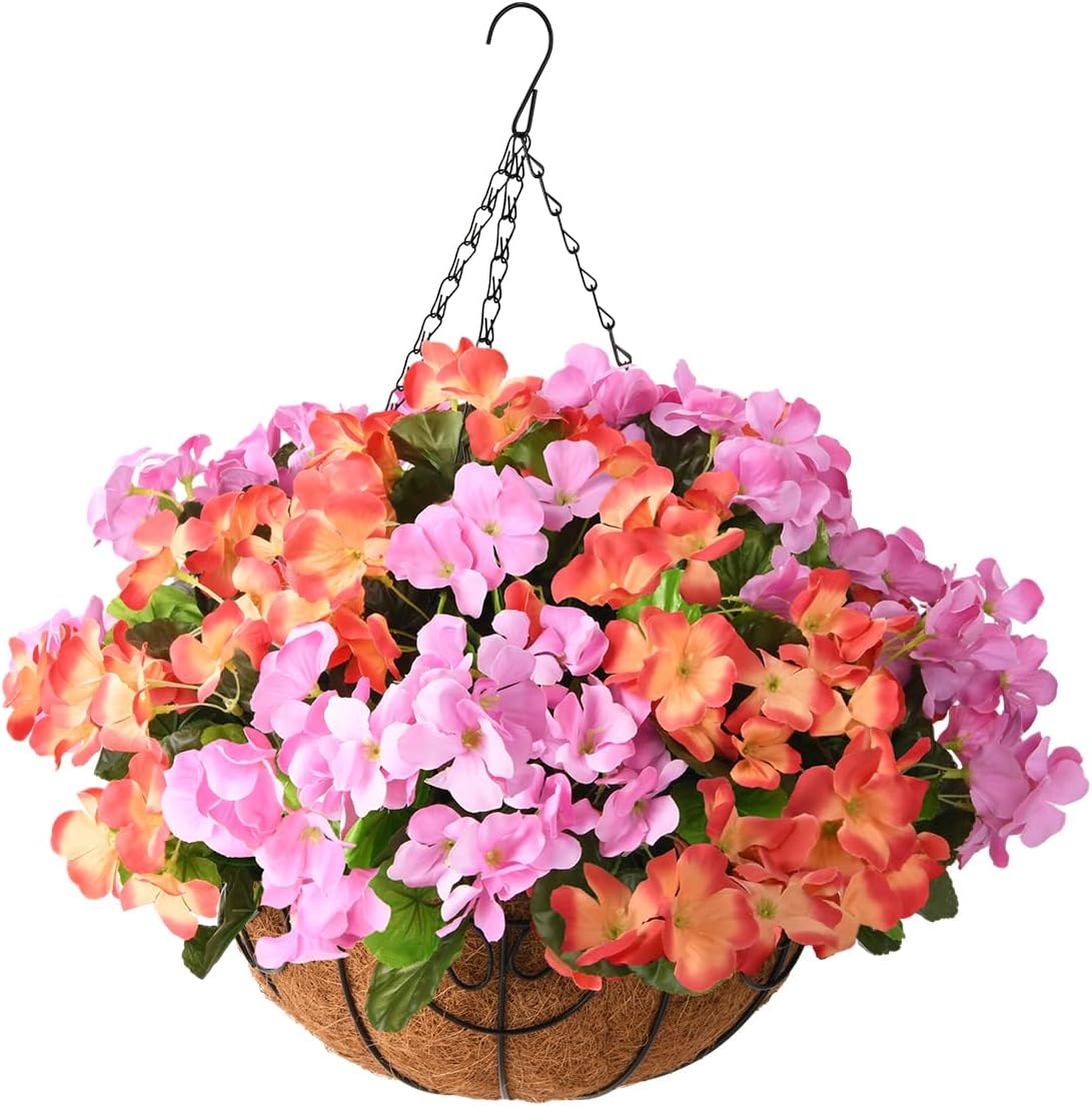 Spring Bloom: Hanging Basket with Artificial Flowers