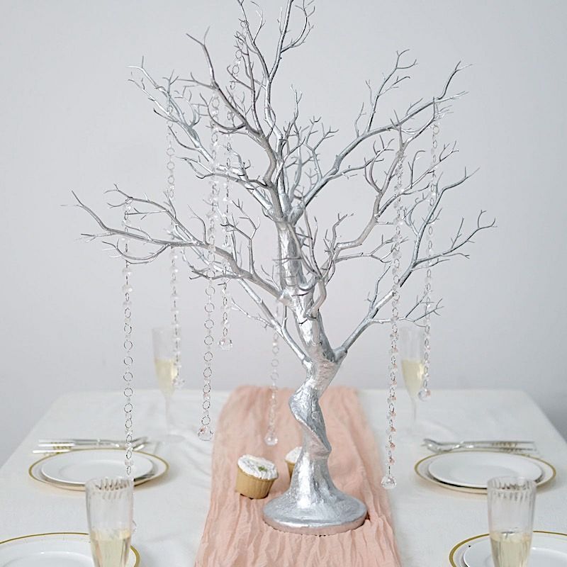 34&#x22; Silver MANZANITA TREE with Garlands