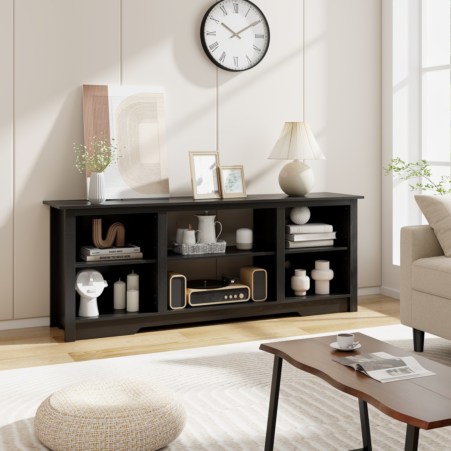 70-Inch TV Stand for up to 75&#x22; Flat Screen TVs with Adjustable Shelves - 70&#x22; x 16&#x22; x 26&#x22;(L x W x H)