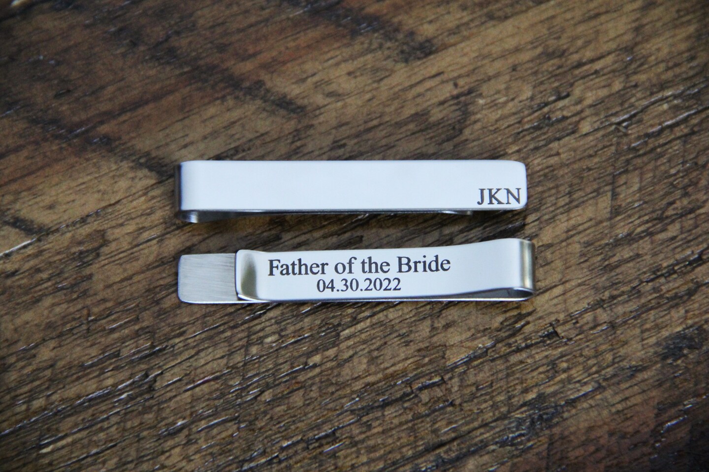 Set of 11 Men's Personalized Tie Clip, Tie Bar, Father of the Bride, Father 2024 of the Groom, Men's Wedding Accessories, Custom Tie Clip stamped